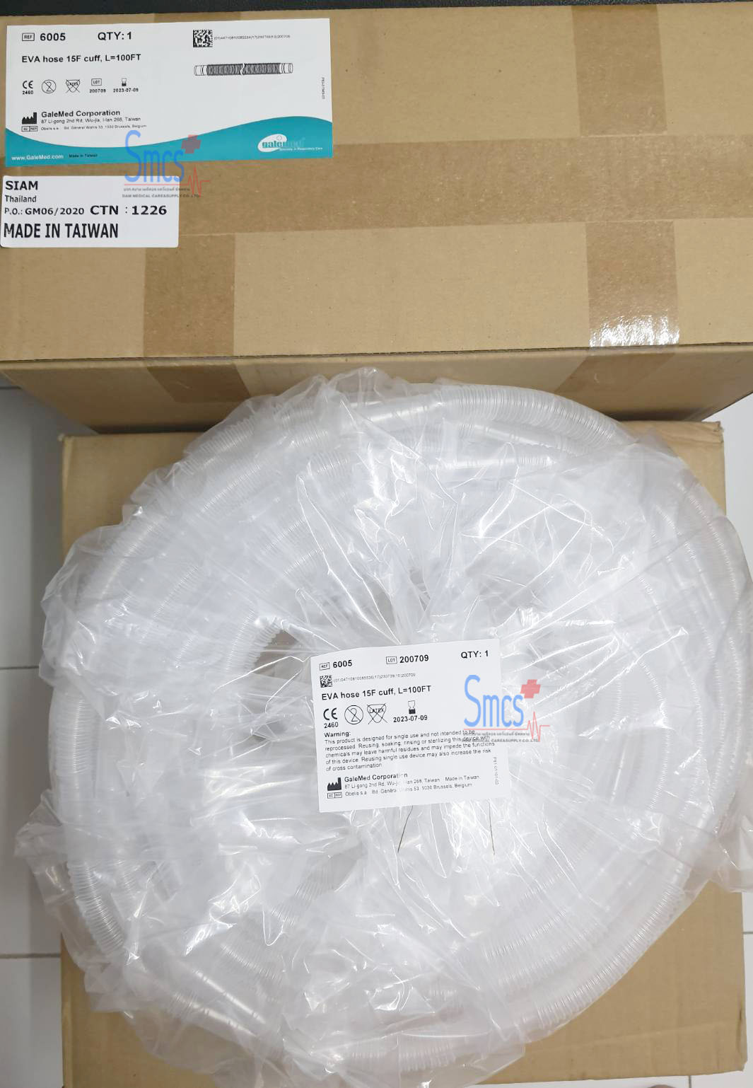 สายออกซิเจนงวงช้าง ( Dispos Corrugated Tube ) G6005 White 15mm 100ft