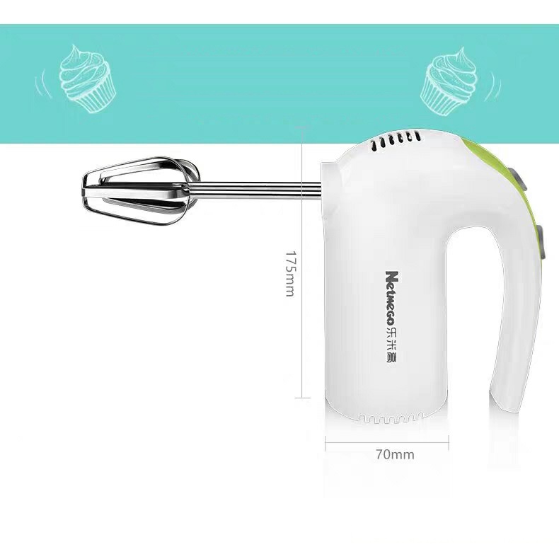 เครื่องผสมอาหาร แบบมือถือ Netmego N330S ฟรี!หัวตี 2แบบ 125W (เครื่องตีไข่ ตีครีม นวดแป้ง)