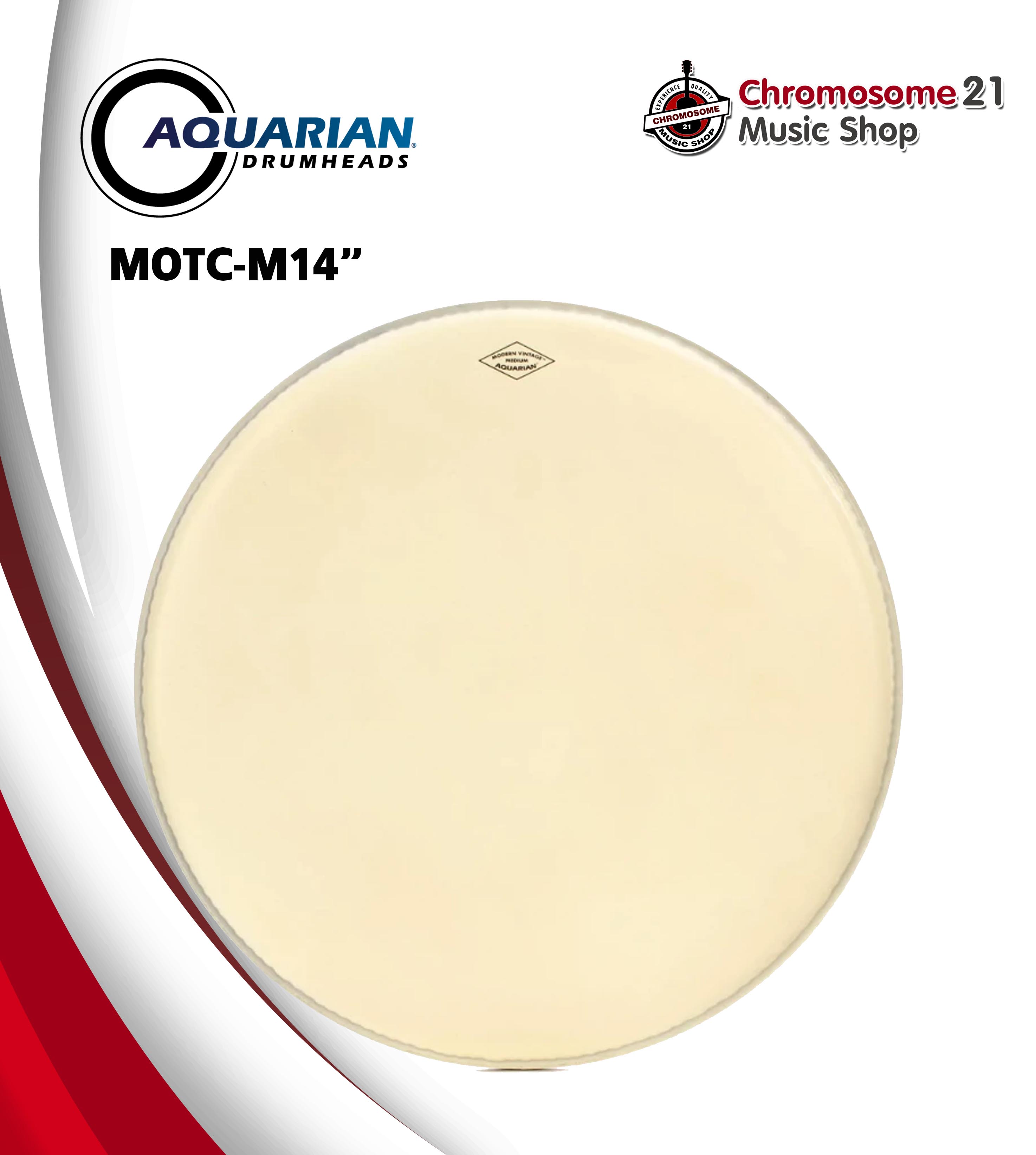 หนังกลองสแนร์ Aquarian รุ่น Modern Vintage MOTC-M14 (หนังชั้นเดียวเคลือบ Coated ชนิดพิเศษแบบ Vintage) ขนาด14นิ้ว
