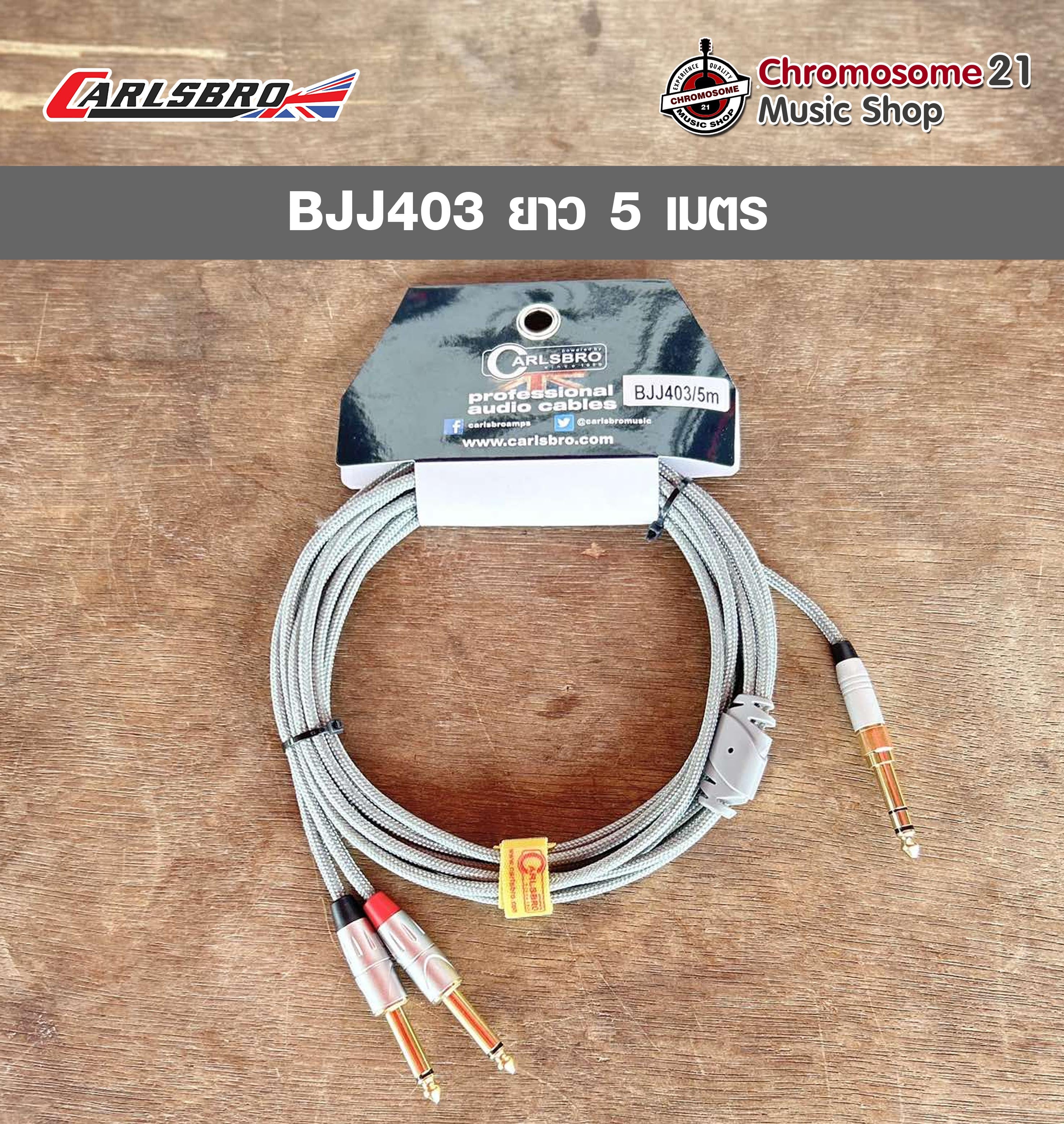 สายสัญญาณ เเจ็ค 3.5 มม.ถึง 6.35 สายสัญญาณ โมโน สำหรับเครื่องขยายเสียง Carlsbro Audio Cable Y -cable BJJ403/5m