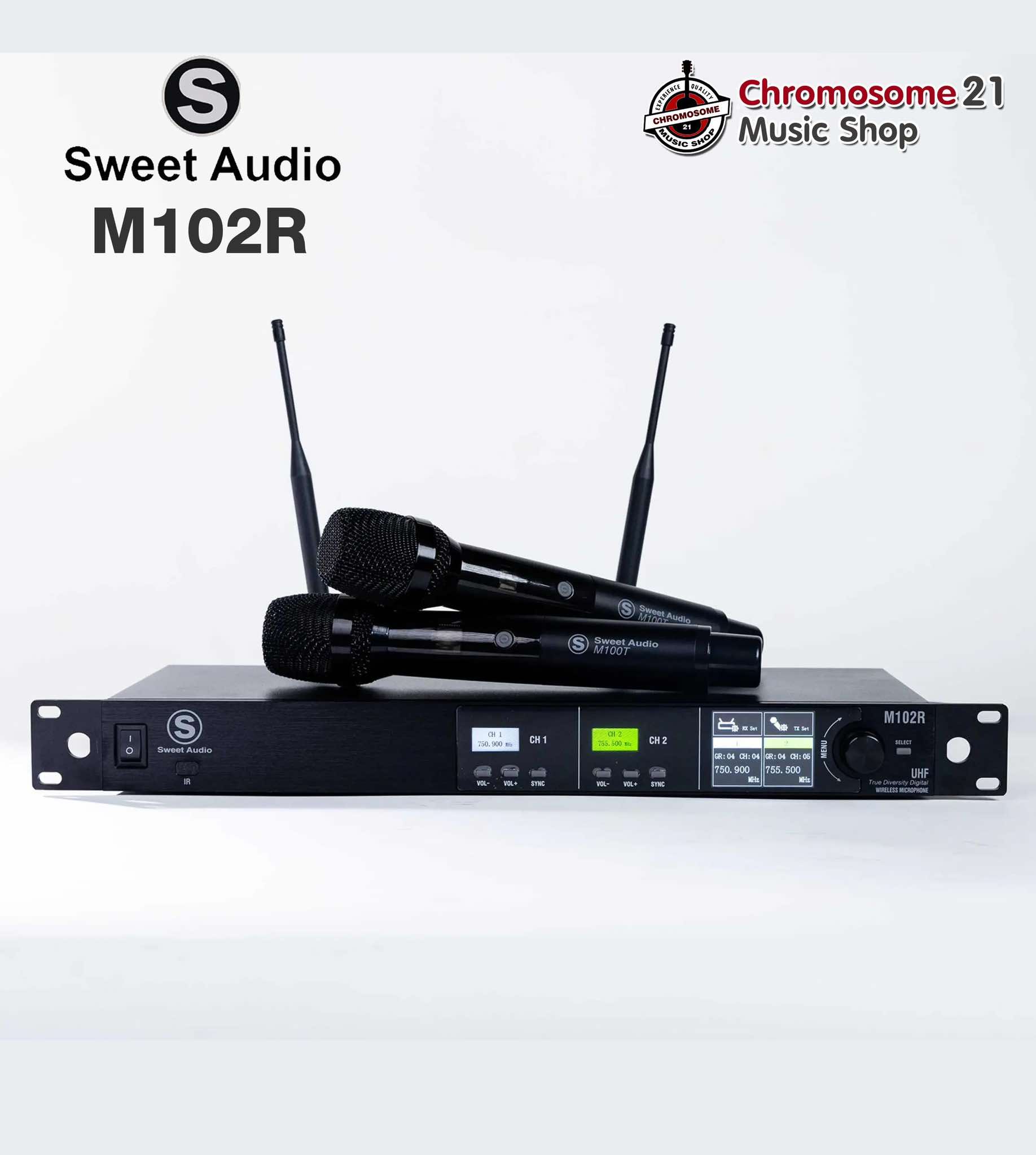 ไมโครโฟนไวร์เลส Sweet Audio M102R True Diversity Wireless System ปรับความถี่ได้ ไมค์2ตัว