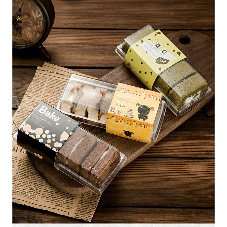 กล่องพลาสติกใสพร้อมฝา ทรงยาว ทรงสี่เหลี่ยมผืนผ้ายาว Cake box กล่องเค้กแนวเกาหลี กล่องใส่ขนม กล่องบราวนี่ SBE1670 (25ชุด/แพ็ค)