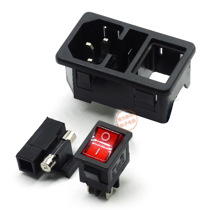 ซ็อกเก็ตไฟฟ้า AC-01 สามขั่ว พร้อมกล่องฟิวส์และสวิตซ์ #AC-01