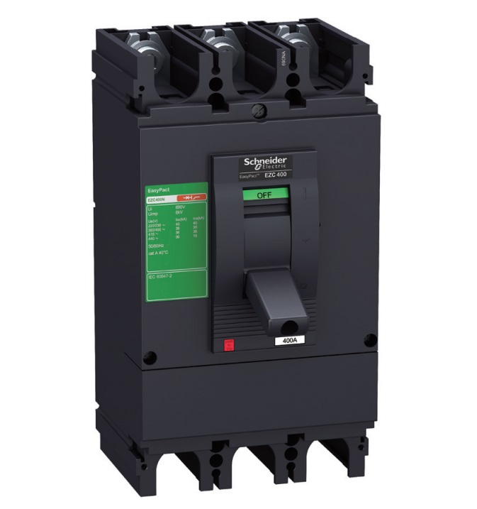 Schneider EZC400H เซอร์กิตเบรกเกอร์สวิตช์ตัดตอนอัตโนมัติ (MCCB) 3 โพล 50kA ขนาดเฟรม 400A EASYPACT (EZC)