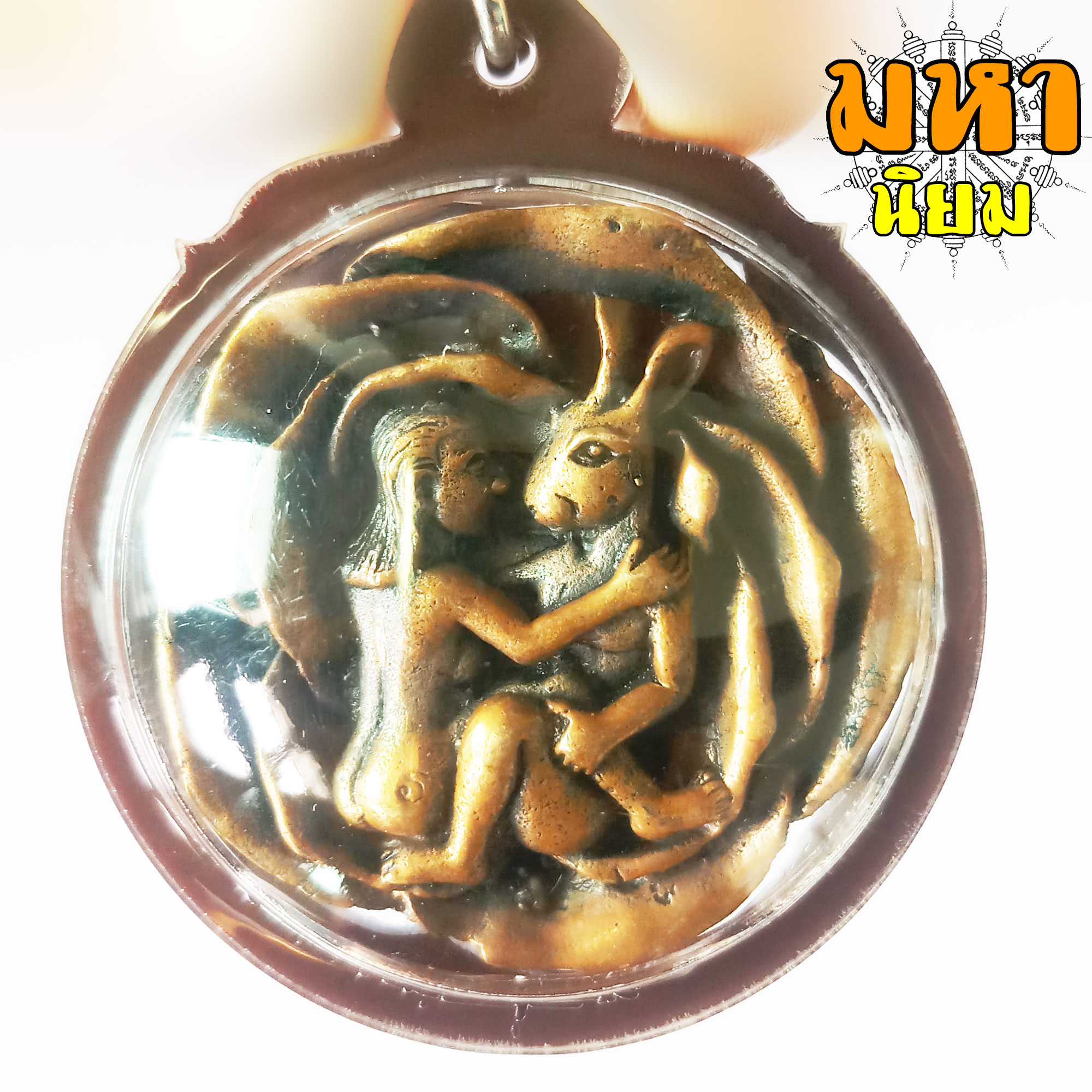 เหรียญกระต่ายเสพนาง กลางสวน เลี่ยมกรอบอย่างดี