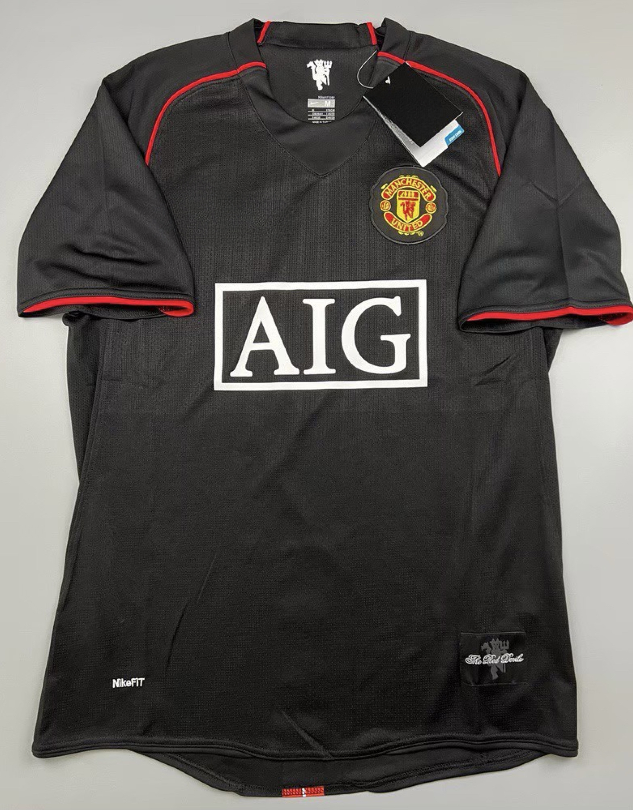 Retro เสื้อบอลย้อนยุค แมนยู 2007 เยือน สีดำ Retro Manchester United Away เรโทร คลาสสิค 2007-08