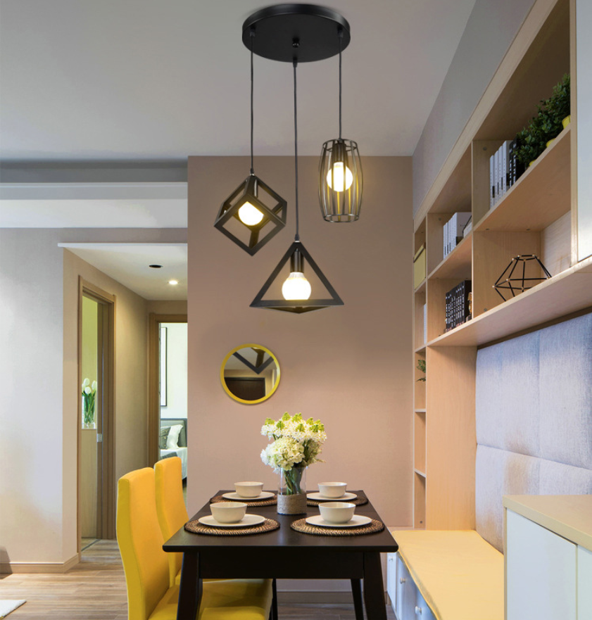โคมไฟห้อยเพดานเหล็กเหล็กสไตล์ Nordic minimalist 3 หัว เพลทกลม 30 cm.