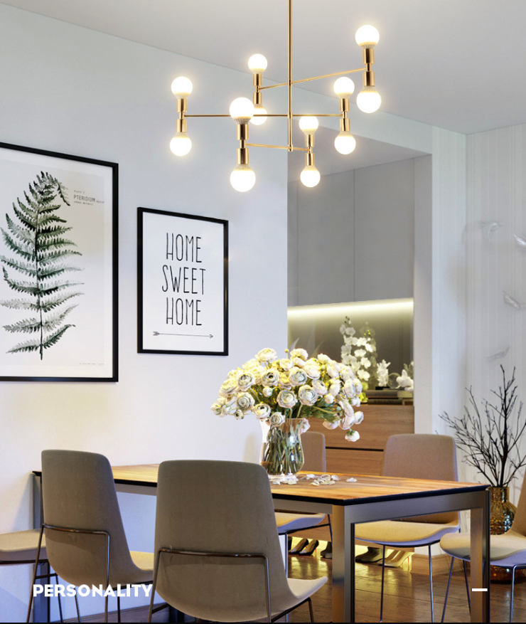 โคมไฟห้อยเพดาน Nordic luxury modern minimalist แบบก้าน 12 หัว 670x1000 mm.