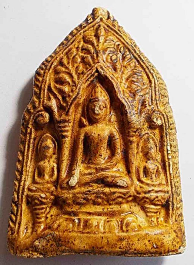 พระสามลำพูนเคลือบ เก่าไม่ทราบที่