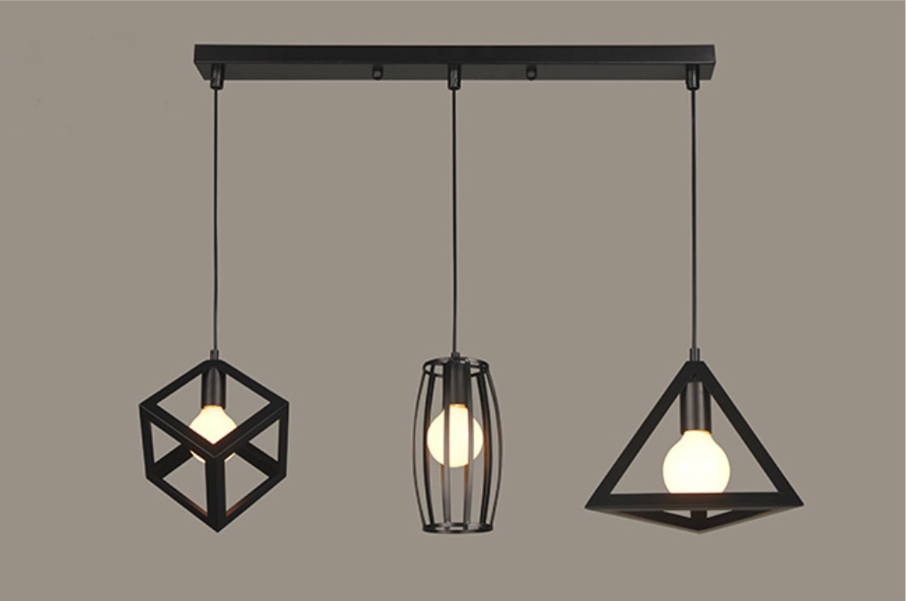 โคมไฟห้อยเพดานเหล็กสไตล์ Nordic minimalist 3 หัว เพลทยาว 50 cm.