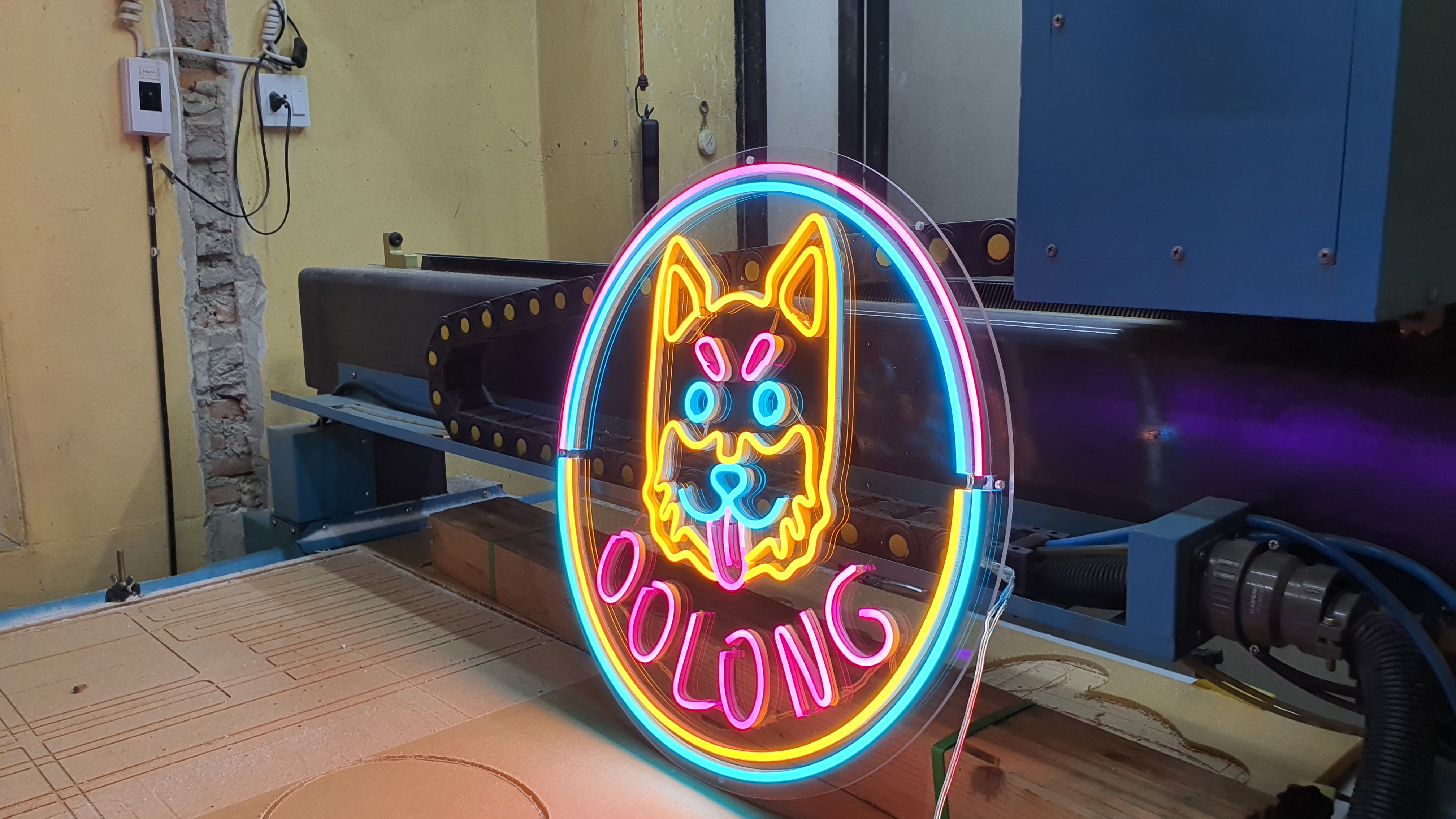 neon sign วงกลมน้องหมาน่ารัก ขนาดเส้นผ่าศูนย์กลาง 50 cm