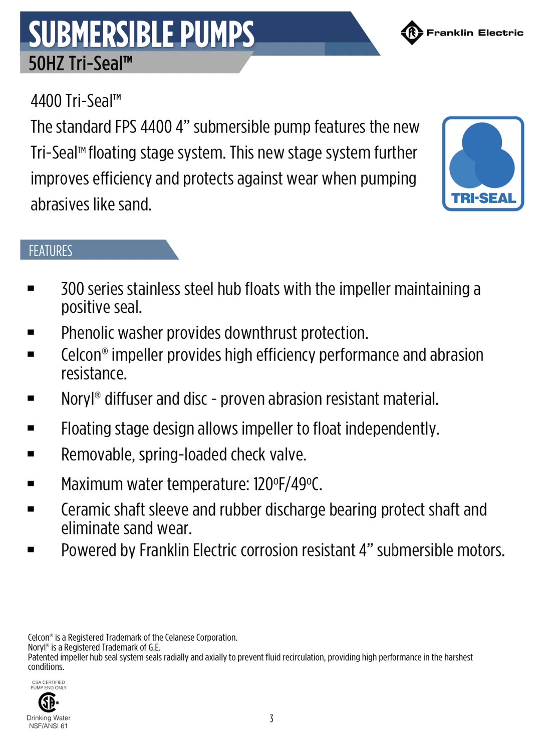 [SM-FD] ปั๊มบาดาล แฟรงคลิ้น 2นิ้ว 3แรง 16ใบพัด 220v รุ่น 100FH3S4/100LPM16STG