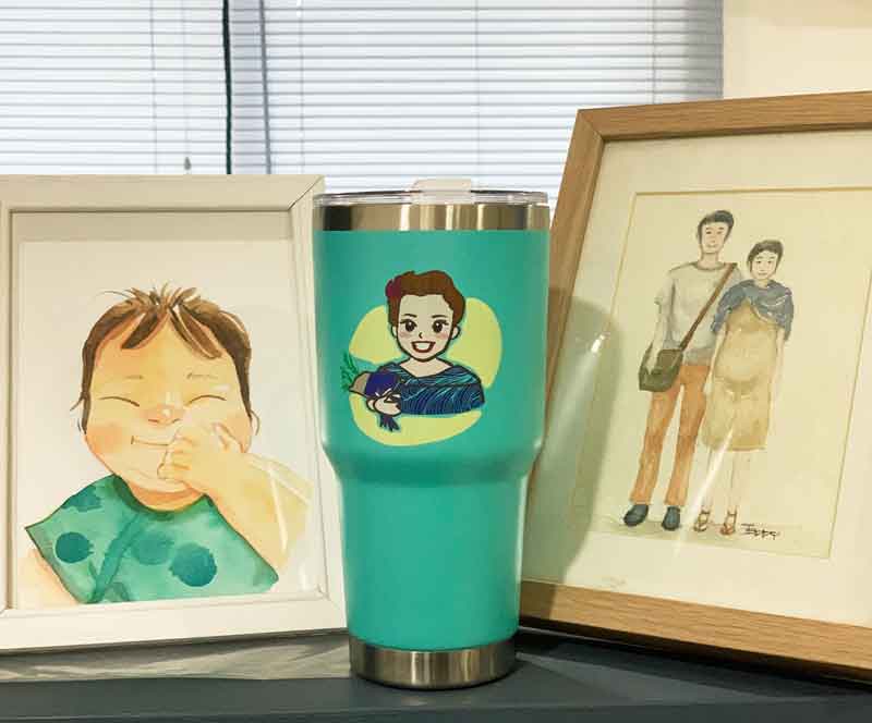 แก้วทรง YETI พิมพ์รูปวาดภาพสีน้ำ