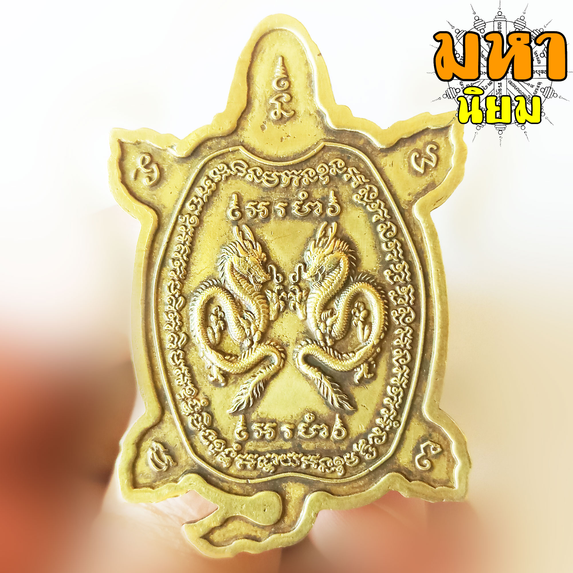 เหรียญเต่ามังกรคู่ เนื้อทอง ลงยา หลวงปู่แสน ลนฺปโน วัดหนองจิก จ.ศรีสะเกษ พร้อมกล่องอย่างดี