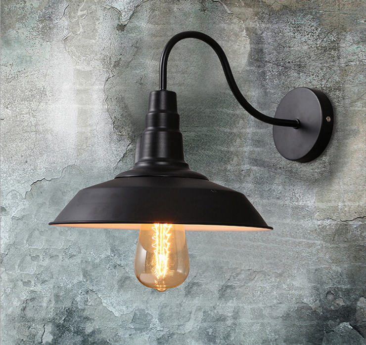 โคมไฟติดผนังสีดำ Loft American