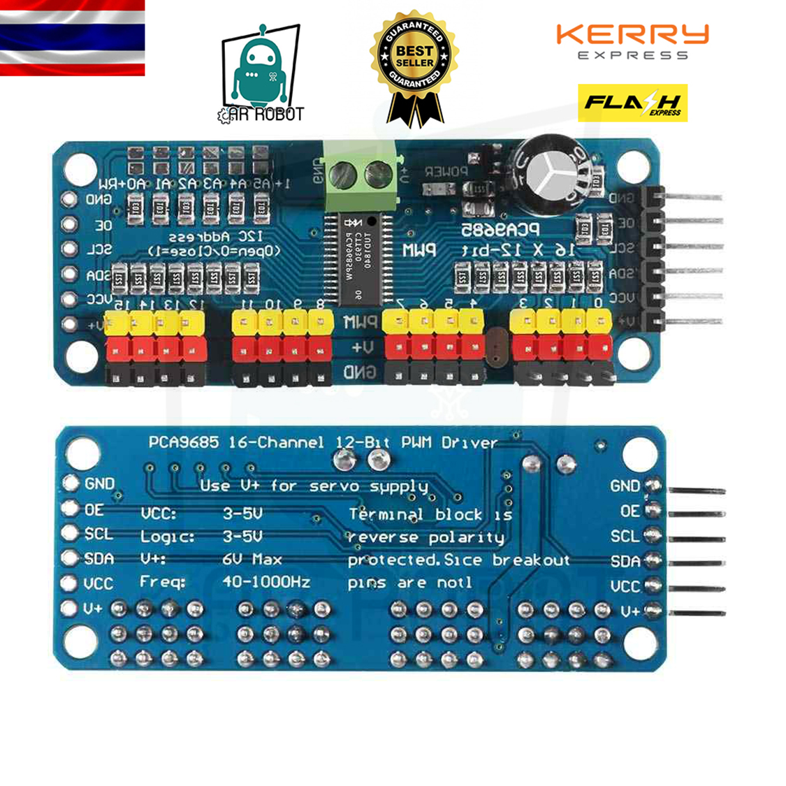 16-Channel 12-bit PWM Servo shield I2C interface PCA9685