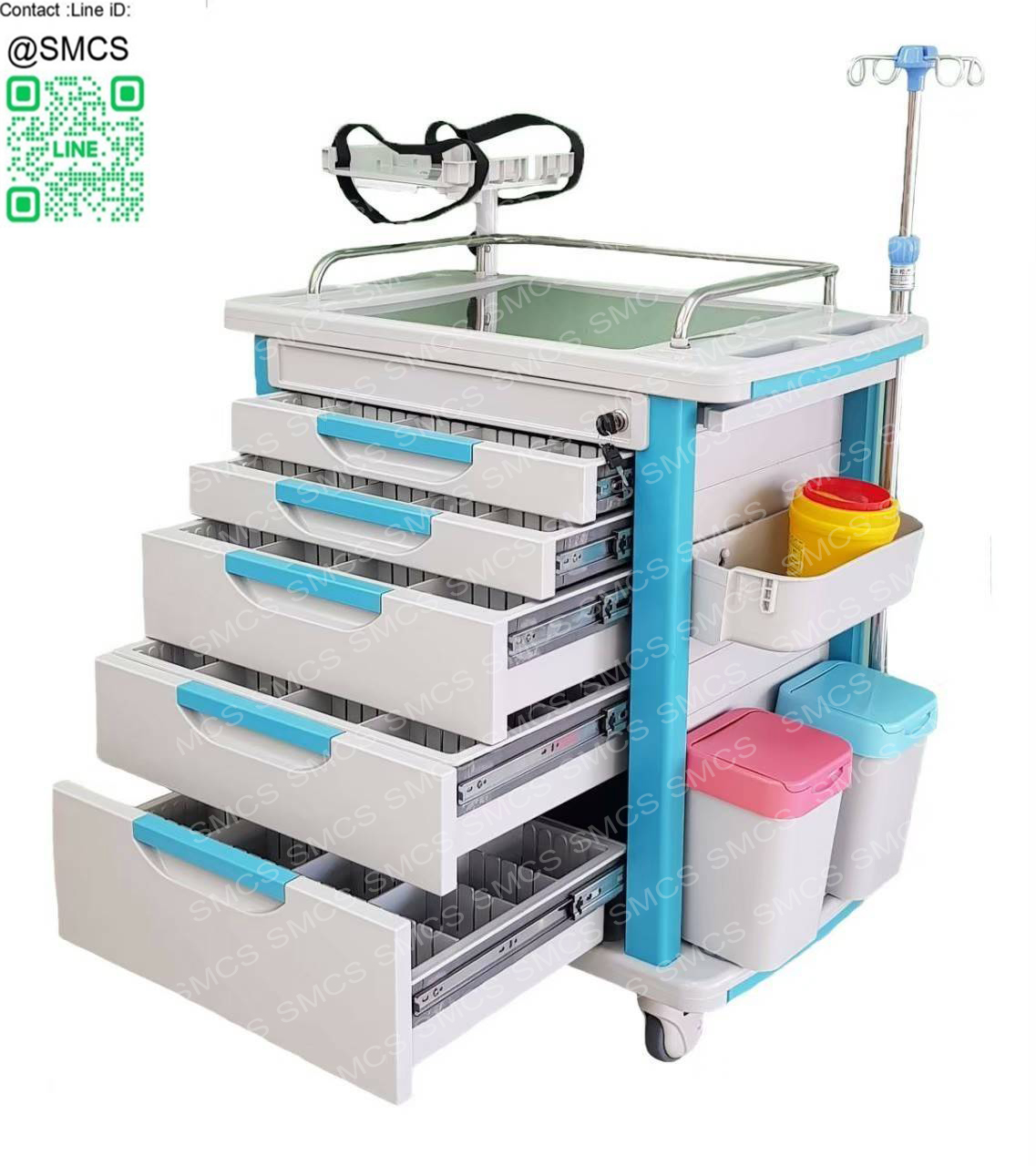 รถเข็นฉุกเฉินช่วยชีวิต 5ลิ้นชัก ( ABS Emergency Trolley )