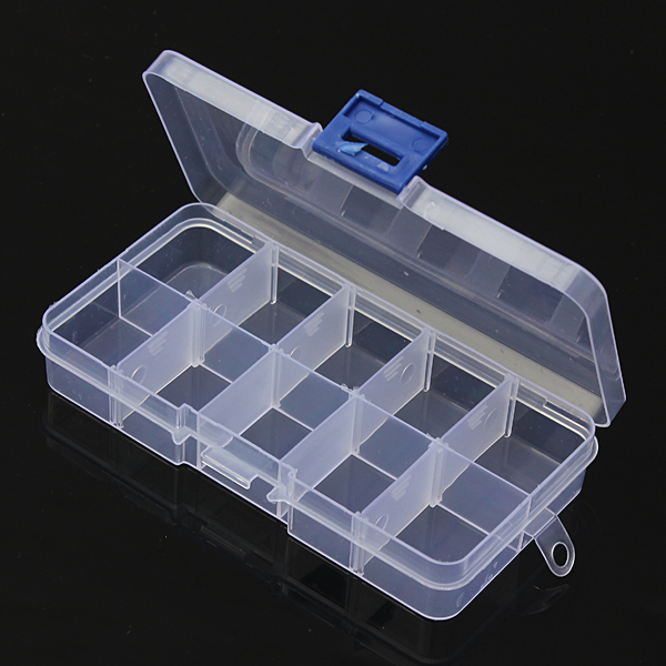 กล่องพลาสติกฝาพับ แบ่ง 10 ช่อง 13.0x6.5x2.3 cm