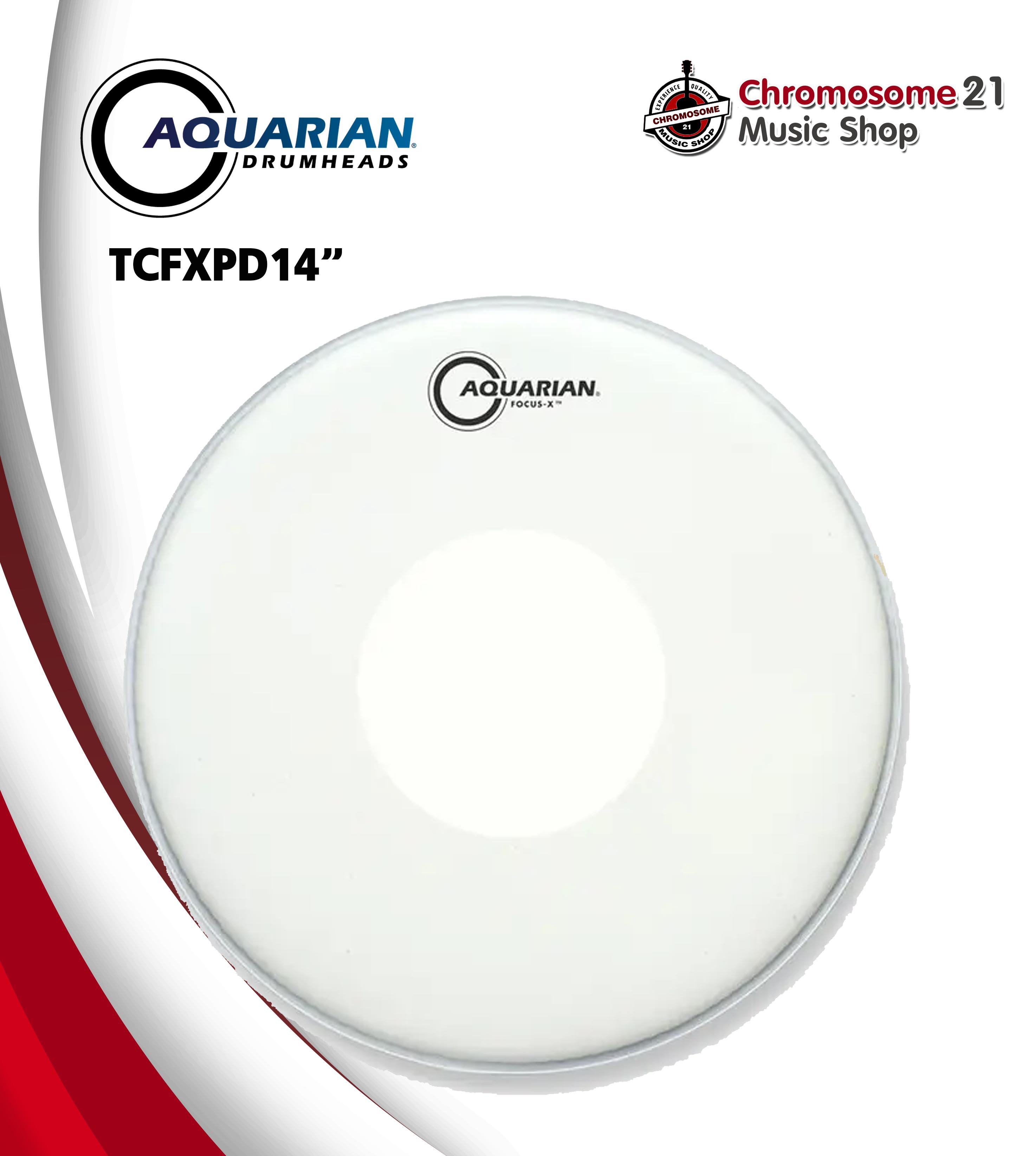 หนังกลองสแนร์ Aquarian รุ่น Focus-X Coated with Power Dot TCFXPD14(หนังขาวสากชั้นเดียว พร้อมแผ่นซับขอบแบบเจาะรูเสริมด้วยเป้า Power Dot ตรงกลาง) ขนาด14นิ้ว