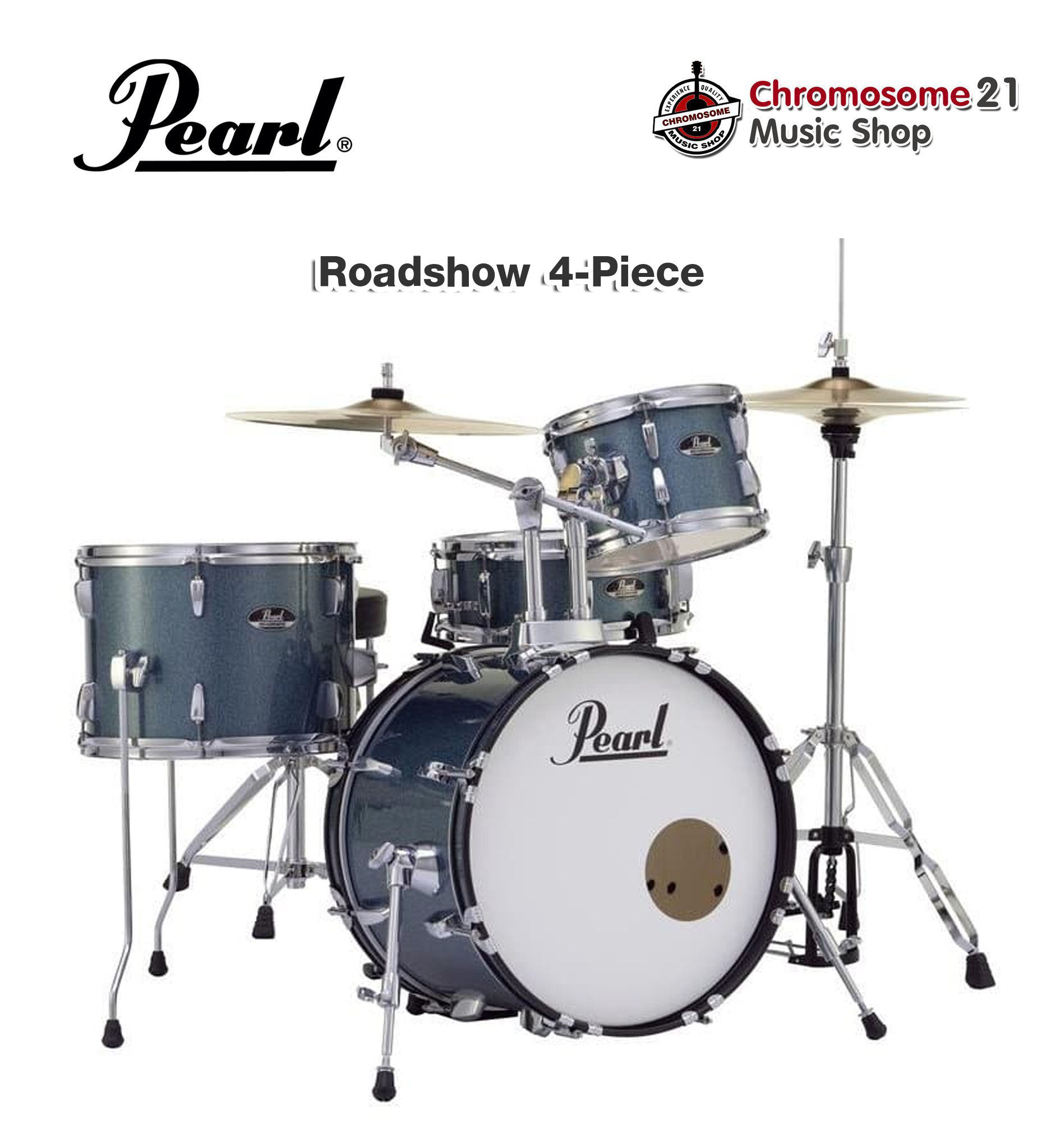 กลองชุด Pearl Roadshow 4-piece กลองชุดเล็ก ราคาประหยัด ครบชุด สีฟ้าเกล็ด