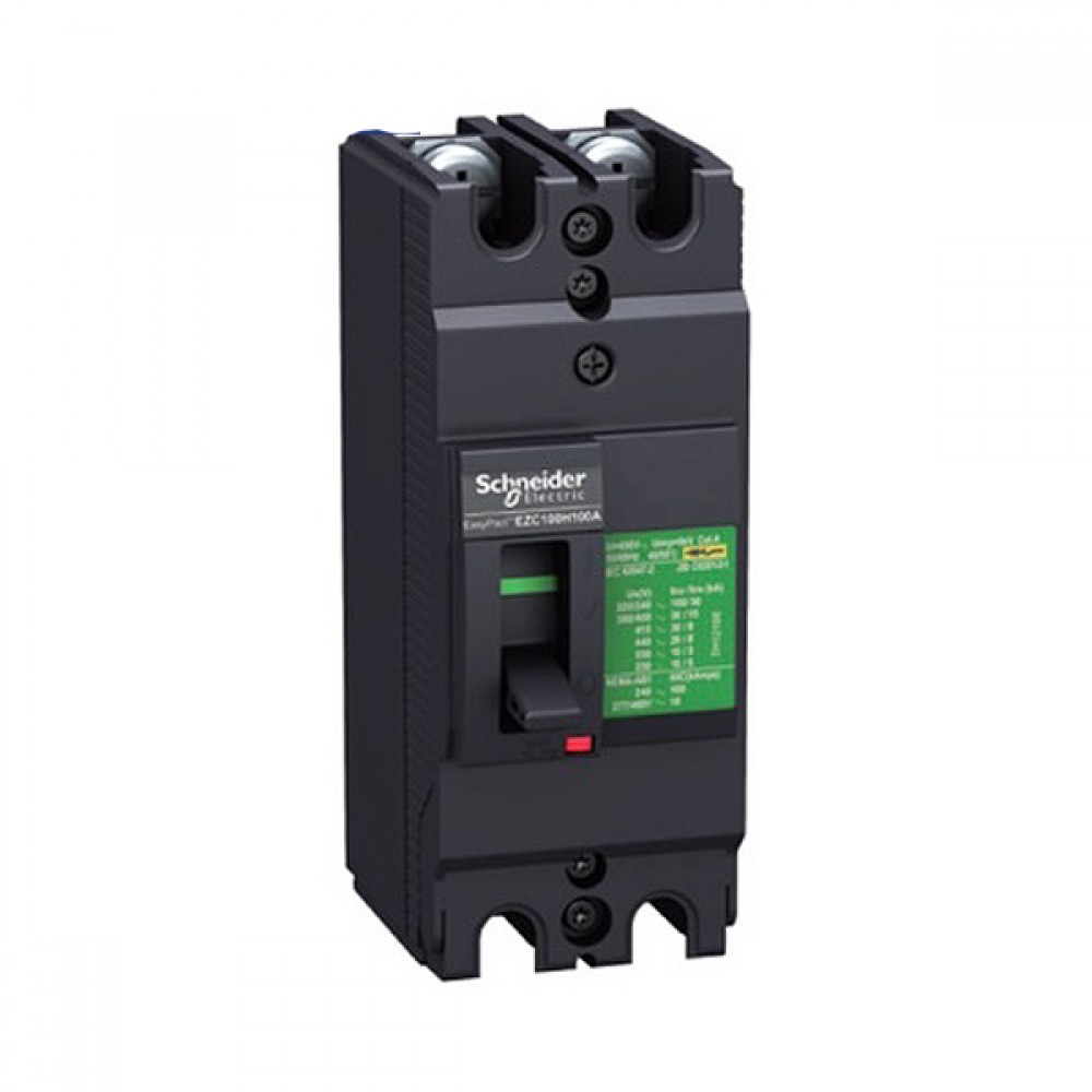 Schneider EZC100H เซอร์กิตเบรกเกอร์สวิตช์ตัดตอนอัตโนมัติ (MCCB) 2 โพล 30kA ขนาดเฟรม 100A EASYPACT (EZC)