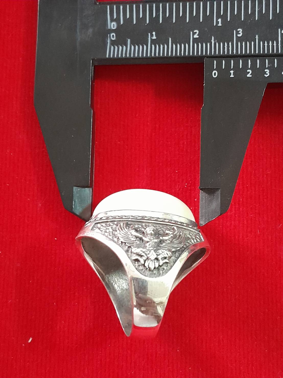 แหวนเงิน 925 ไซส์ 60-61 R หัวใหญ่ ลายสวย ตัวเรือนเงิน ลายครุฑ