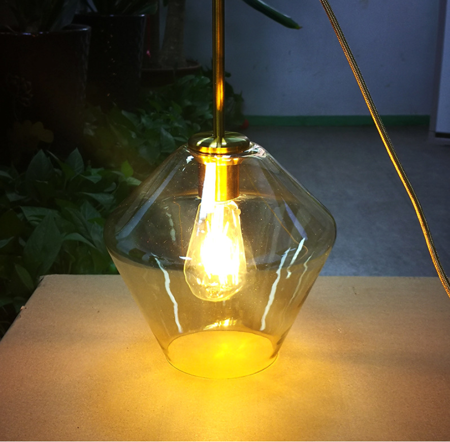 โคมไฟห้อยเพดาน modern minimalist ทรงกรวยแก้วใสสีชา