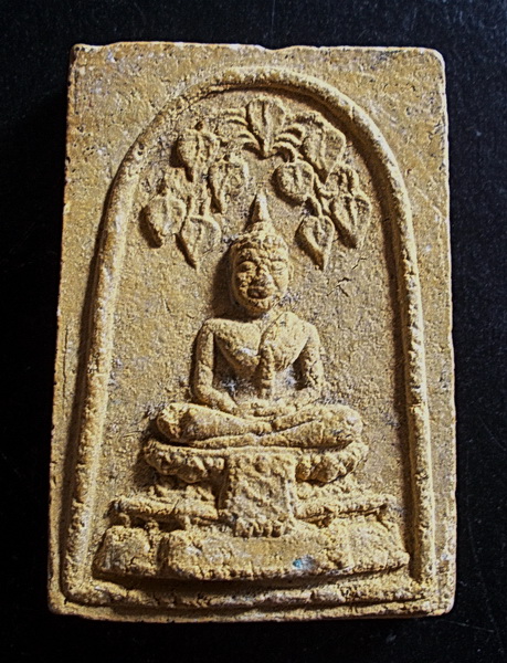 สมเด็จปรกโพธิ์หลังรูปเหมือน หลวงปู่เพิ่ม วัดกลางบางแก้ว เนื้อผงผสมขมิ้นเสก พ.ศ.2518