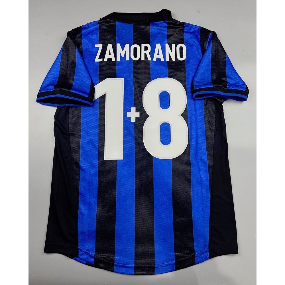 Retro เสื้อบอล ย้อนยุค อินเตอร์ มิลาน 1998 เหย้า Retro Inter Milan Home เรโทร คลาสสิค 1998-99 สกรีน ZAMORANO # 1+8