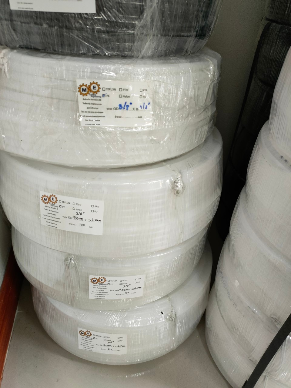 ท่อพีอี PE Tube สีขาวขุ่น,สีดำ ขนาด 3/8" (6.5x9.5มม.)