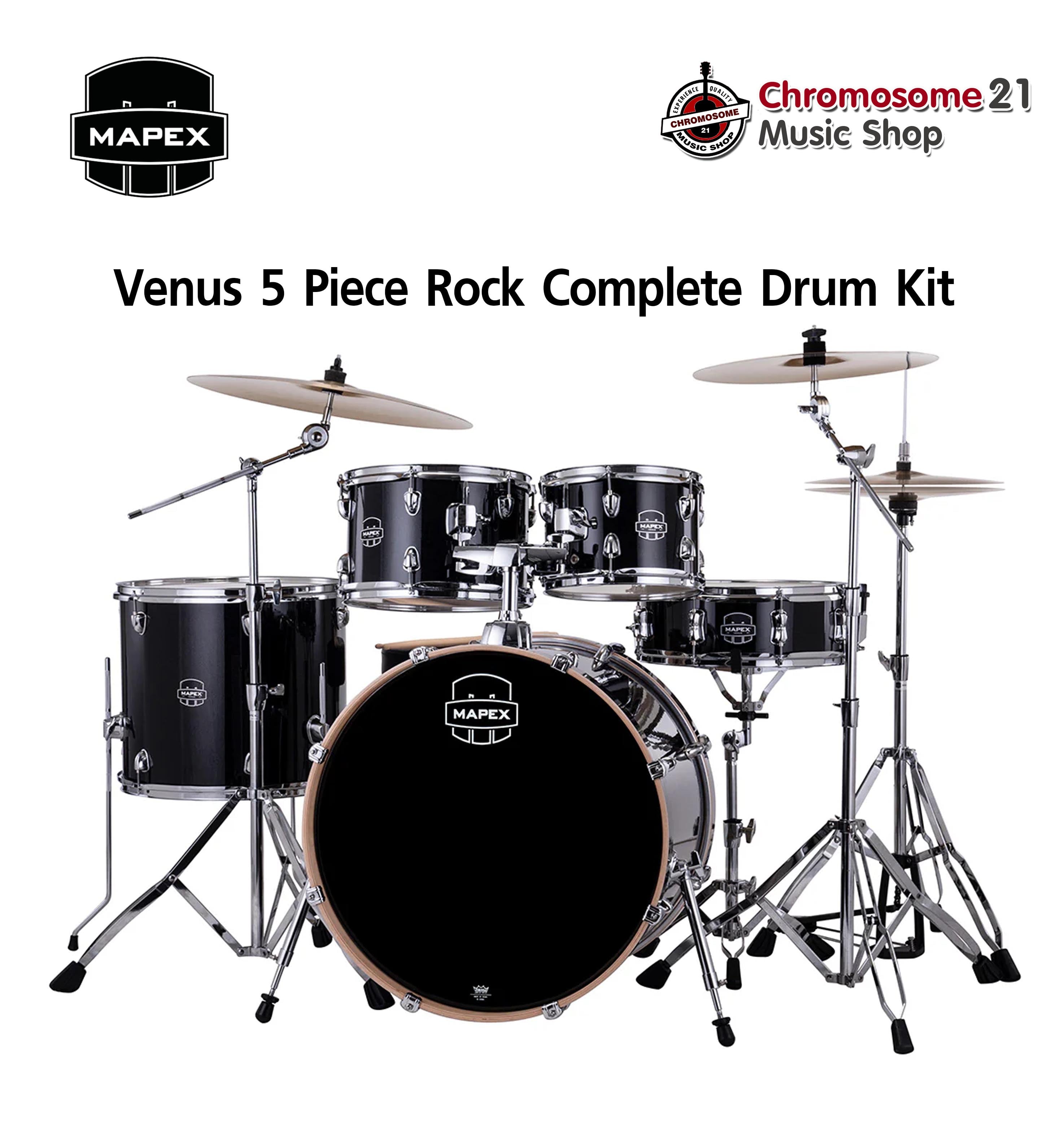 กลองชุด Mapex Venus ชุด 5 ใบ อุปกรณ์ครบชุด (สี Black Galaxy Sparkle)