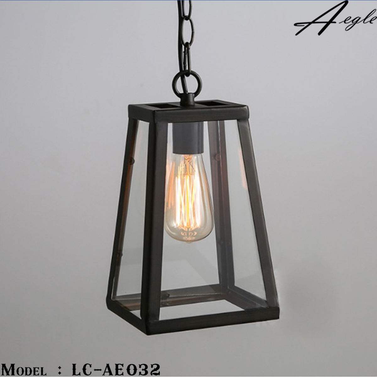 โคมไฟห้อยเพดานทรงกล่องกระจกสี่เหลี่ยม