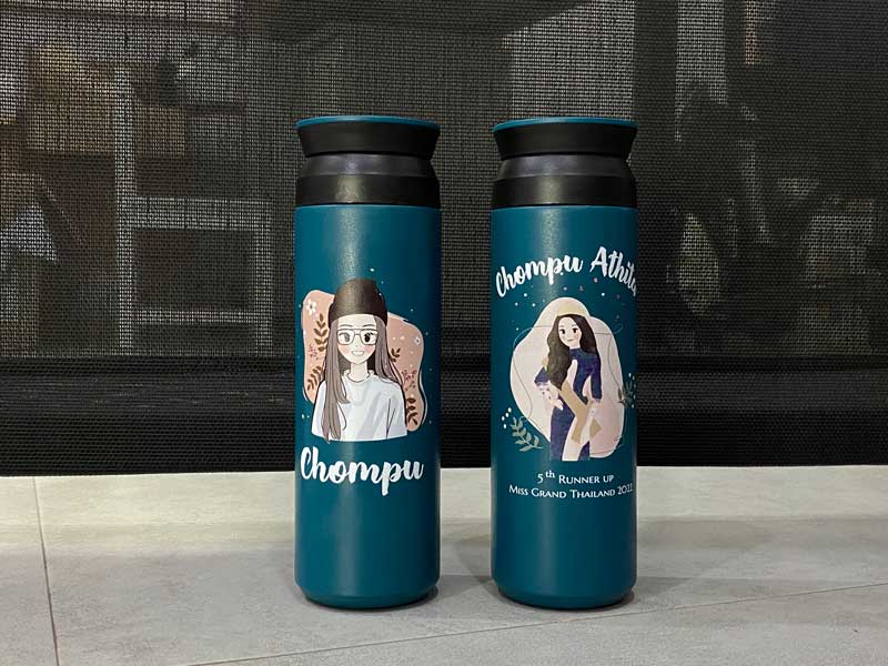 ชุดของขวัญ แก้ว กระบอกน้ำพิมพ์รูปแฟนคลับ FC นางงาม แฟน