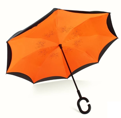 ร่มกลับด้าน สีส้ม (คละสี)