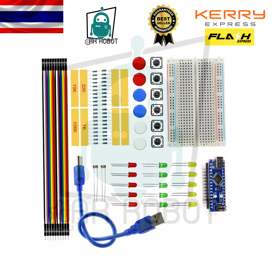 ชุดเรียนรู้บอร์ดไมโครคอนโทรเลอร์ Arduino Nano 3.0 controller compatible Starter Kit 1 ชุด