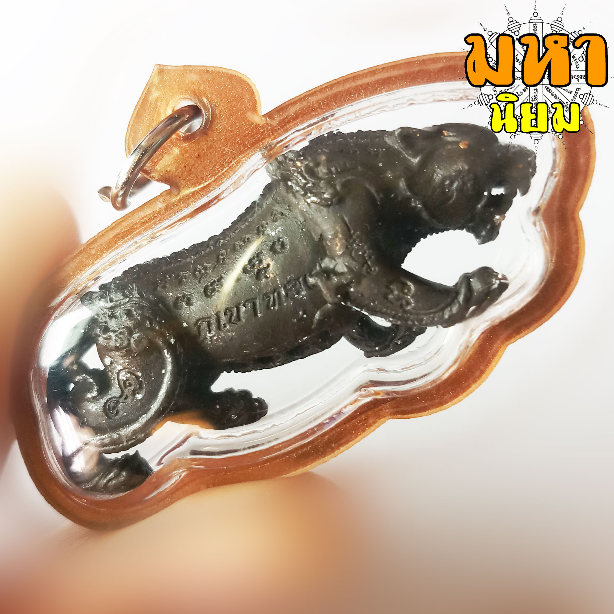 เสือเขาอ้อ พยัคฆ์ราชพุทธาคมเขาอ้อ วัดภูเขาทอง จ.พัทลุง เนื้อนวะโลหะ เลี่ยมกรอบอย่างดี