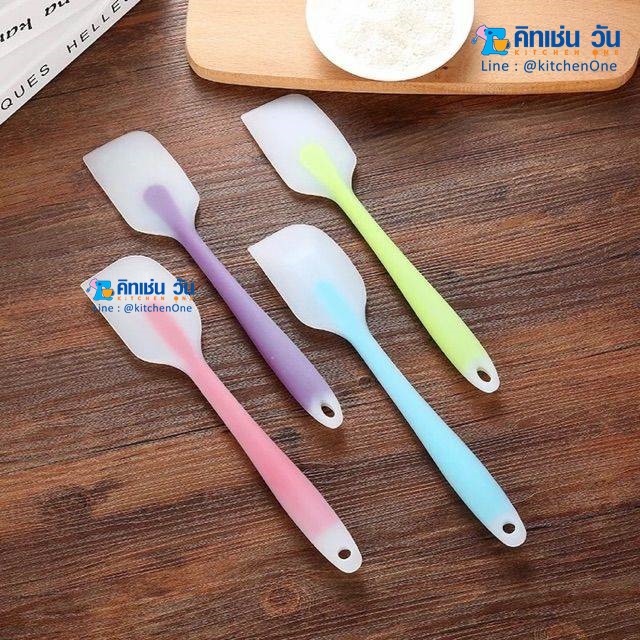 ไม้พายซิลิโคน สีใสทูโทน ขนาดเล็ก/ใหญ่ คละสี (ไม้พายซิลิโคนใส 21.5 ซม/27.5 ซม ไม้พายซิลิโคนปลายใสด้ามสี)
