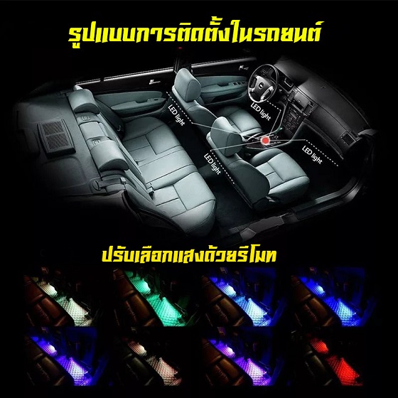 LED-034 ไฟส่องเท้า4จุด(แบบปรับแสงด้วยรีโมท) ลูกค้าสามารถติดตั้งใช้งานได้เอง ราคา/ชุด