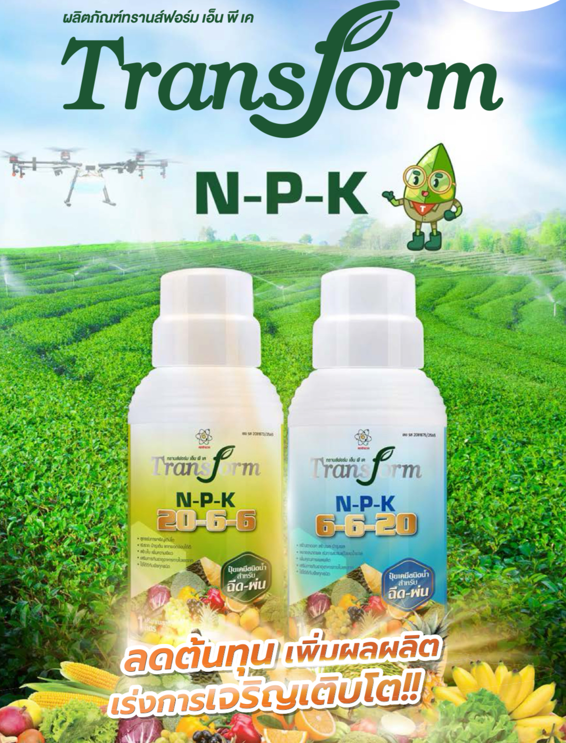 Transform NPK สูตร 20-6-6 และ 6-6-20 ธาตุอาหารหลักสำหรับพืช