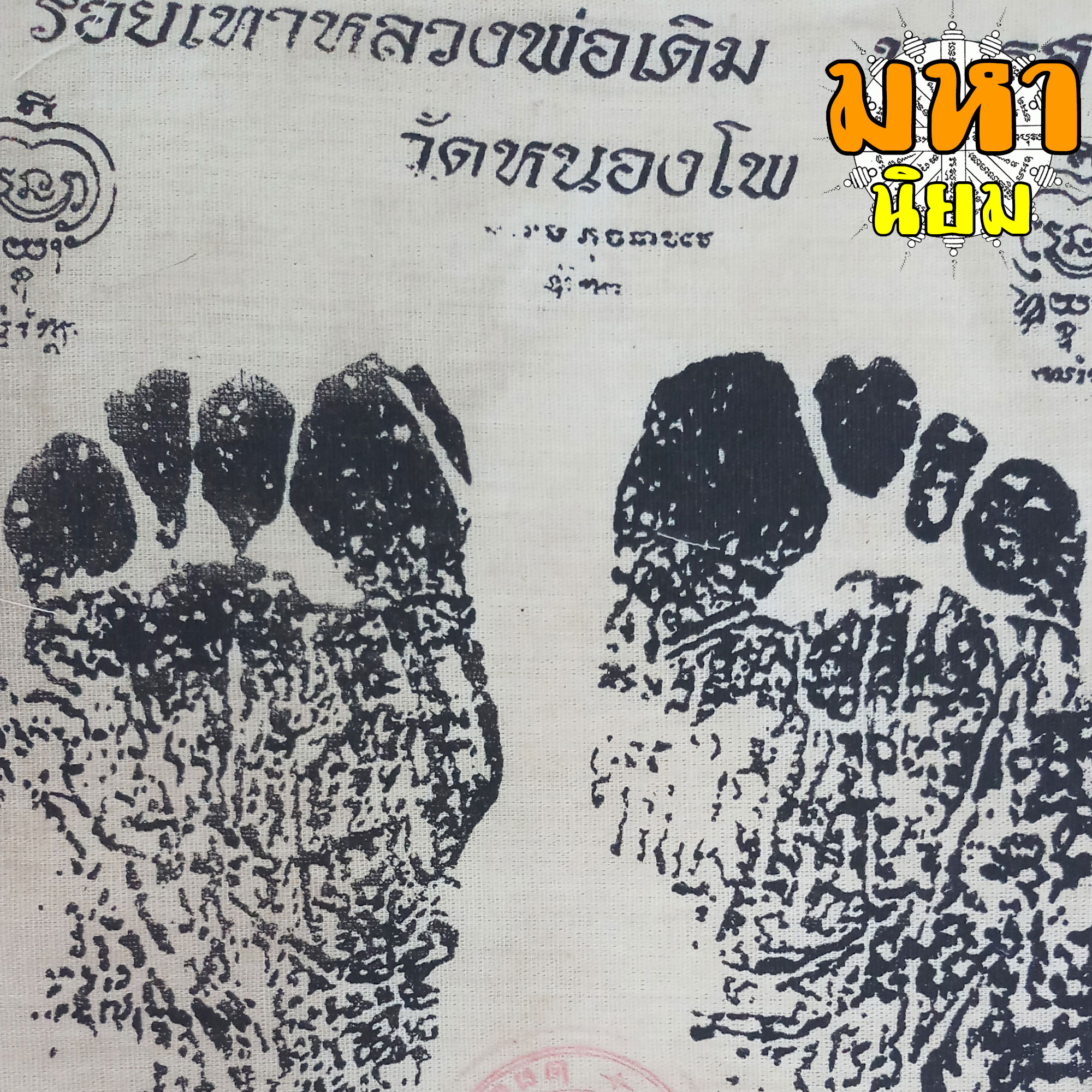 ผ้ายันต์ รอยเท้า หลวงพ่อเดิม พุทธสโร วัดหนองโพ จ.นครสวรรค์