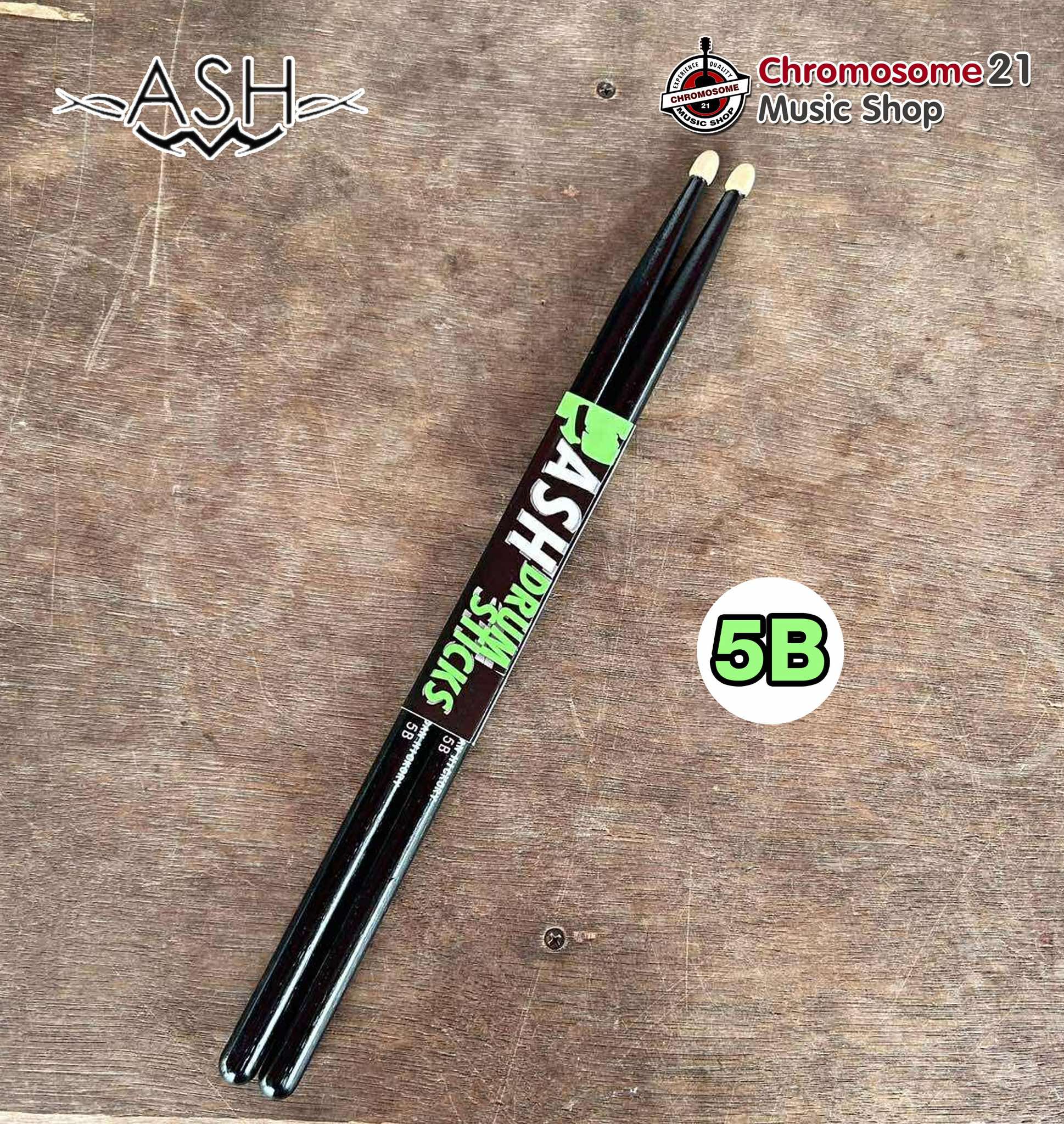 ไม้กลอง ASH สีดำ ขนาด 5B ผลิตจากไม้ Amarican Hickory เกรด Premium น้ำหนักมาตราฐาน ไม่หักง่าย