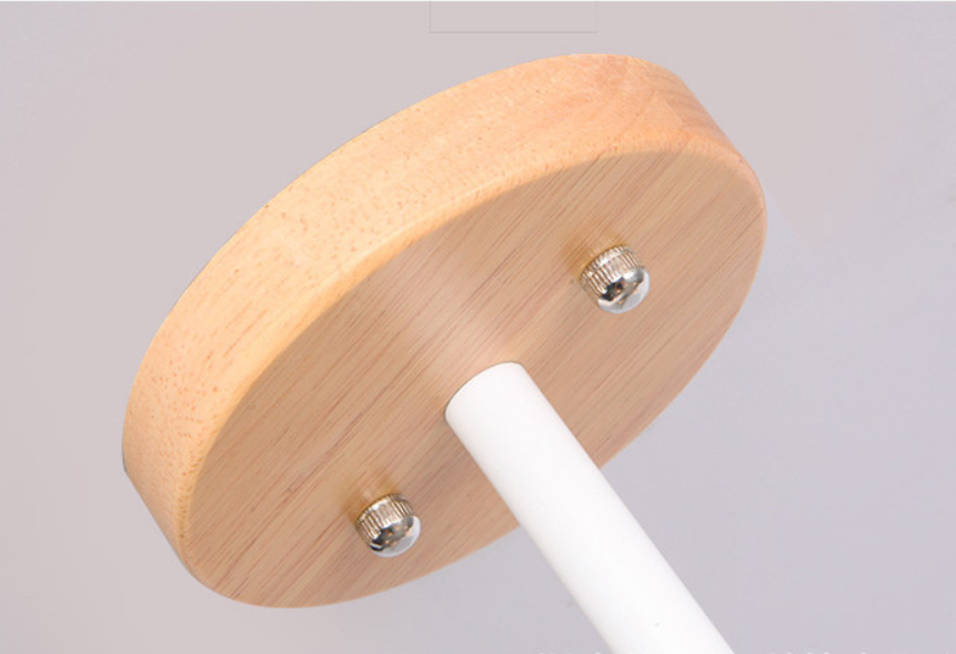 โคมไฟห้อยเพดาน Nordic ทรงพัดลมเพดานครอบไม้ 6 หัว