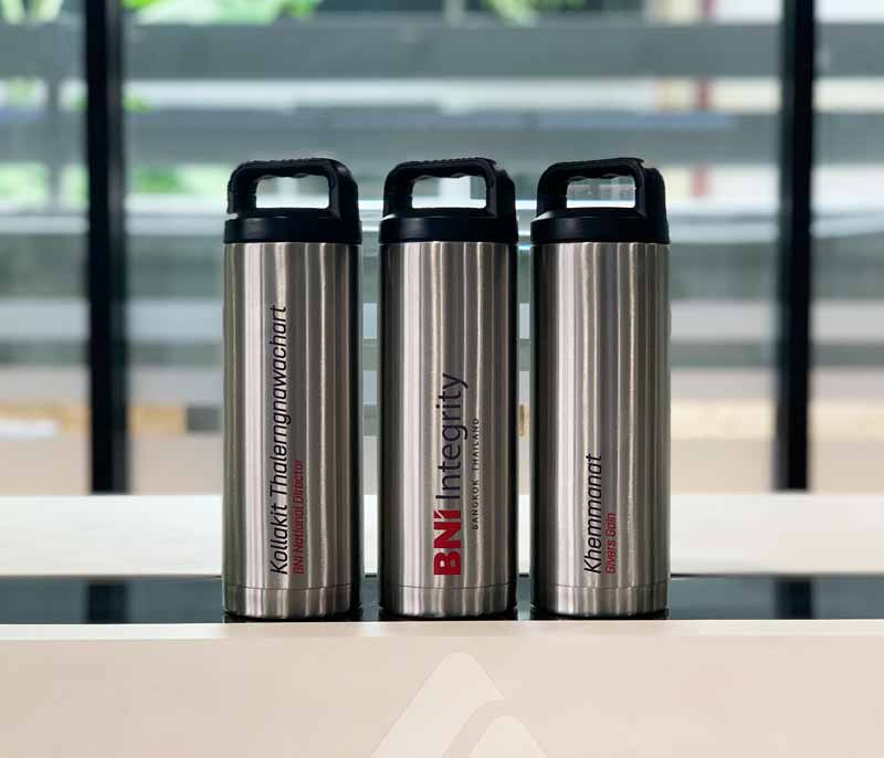 กระบอกน้ำพร้อมพิมพ์ ขนาด 500 mL. โลโก้ และใส่ชื่อได้