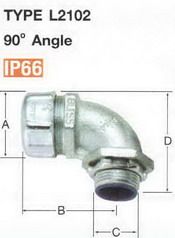 LF CONNECTOR TYPE L2102 90 องศา ข้อต่อท่ออ่อนกันน้ำ (DIE CAST ZINC)