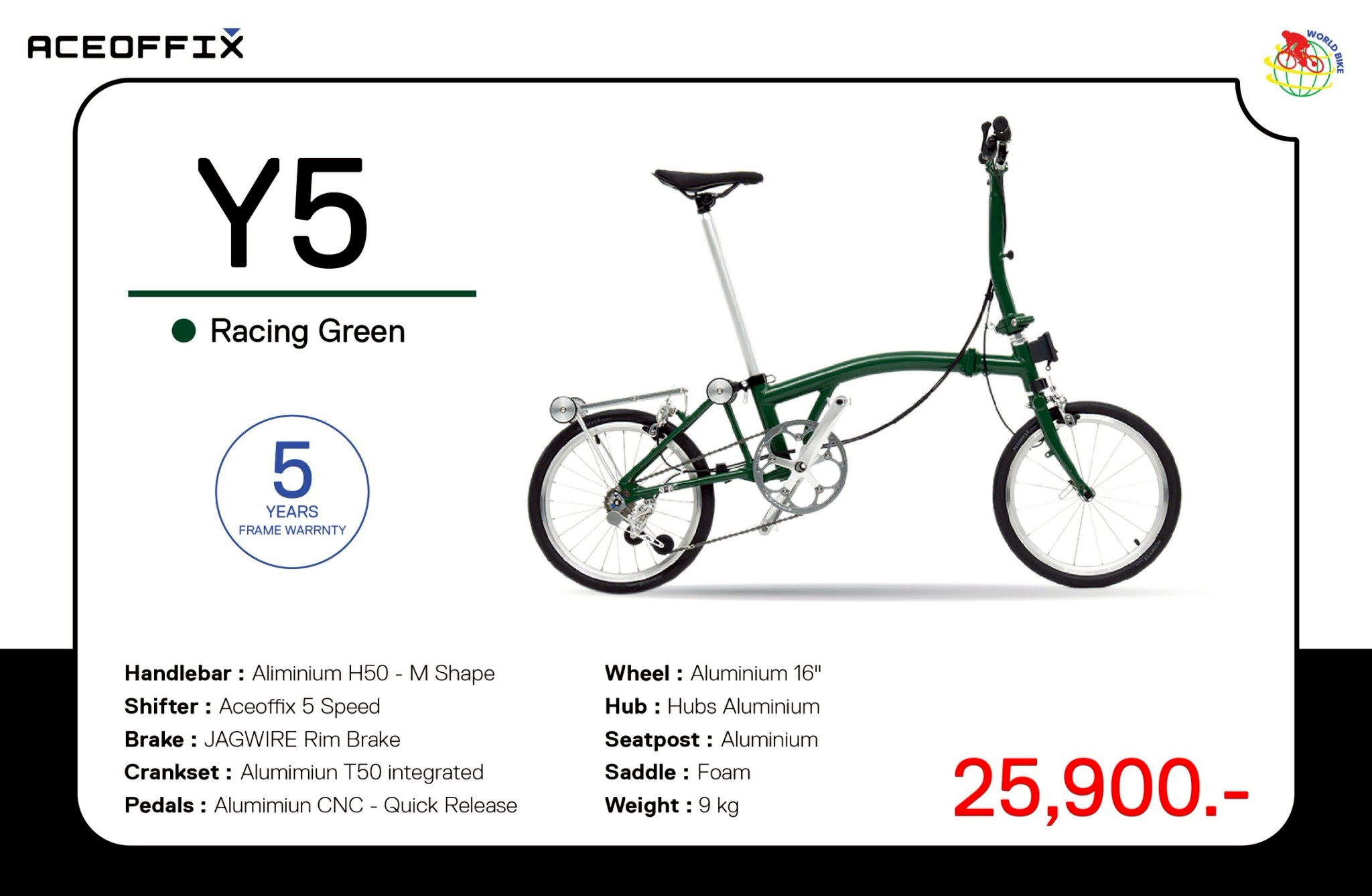 จักรยานพับได้ ACEOFFIX รุ่น Y5