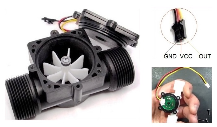 YF-S201 Hall Effect Water Flow Meter Sensor วัดอัตราการไหลของน้ำ