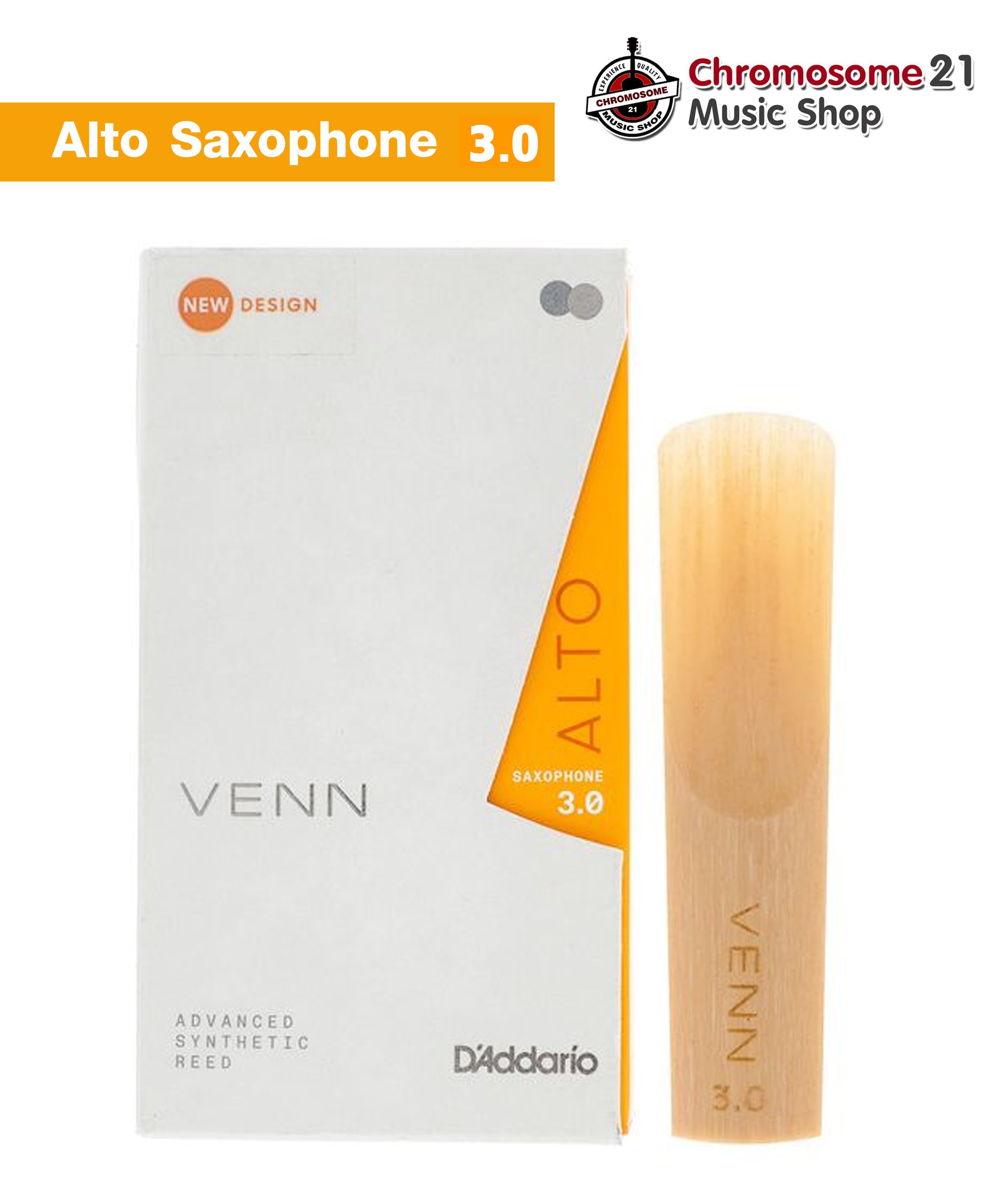 ลิ้น Venn Reeds D'addario แซกโซโฟน อัลโต้ Alto Saxophone เบอร์ 3.0 (ราคา/อัน)