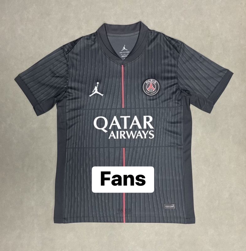 2025-26 เสื้อฟุตบอลเปแอซเซ สีดำ สำหรับผู้ชาย Fans Edition เกรดแฟนบอล SIZE S-2XL