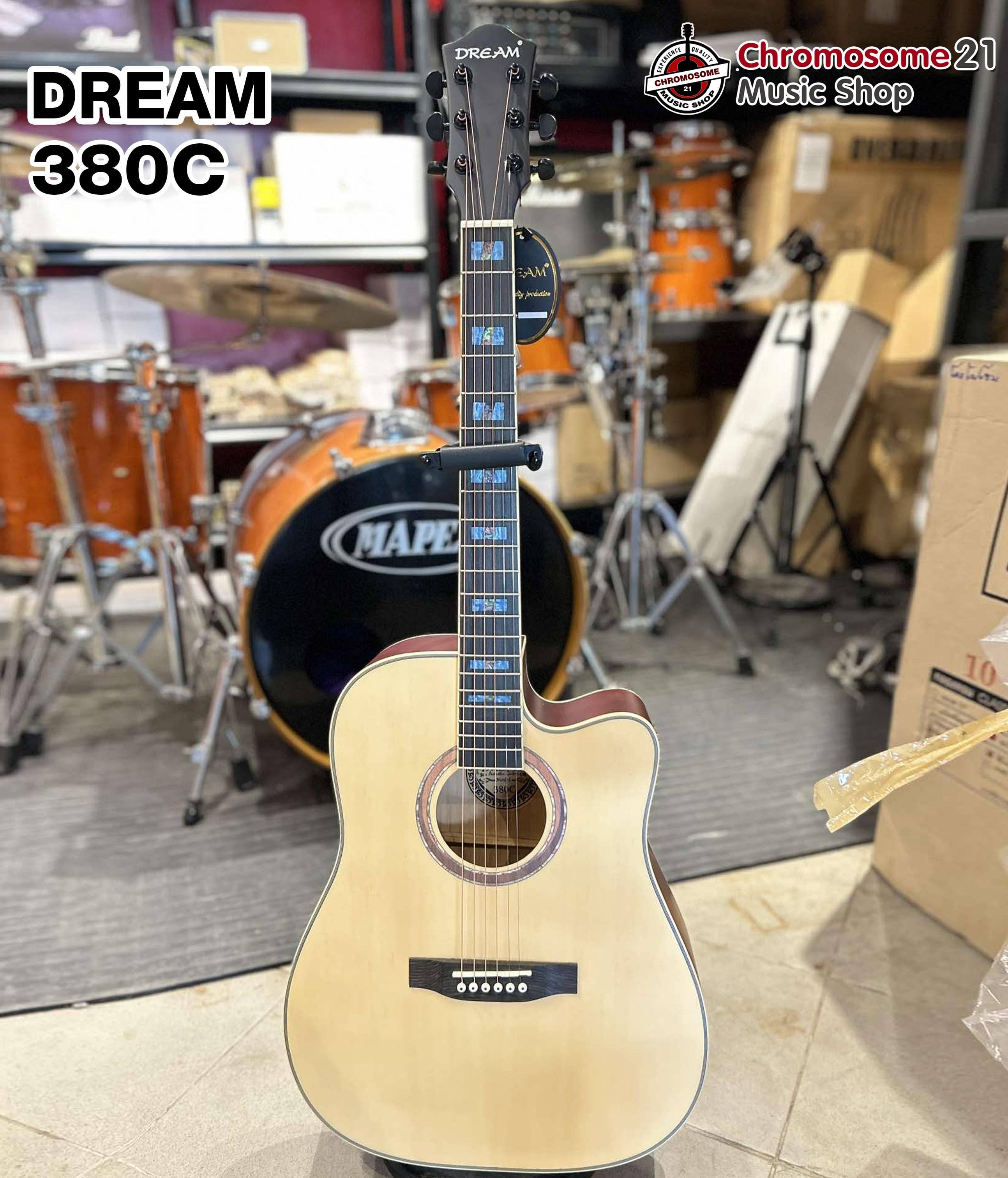 กีตาร์โปร่ง Dream รุ่น 380C (สีไม้) เคลือบด้าน