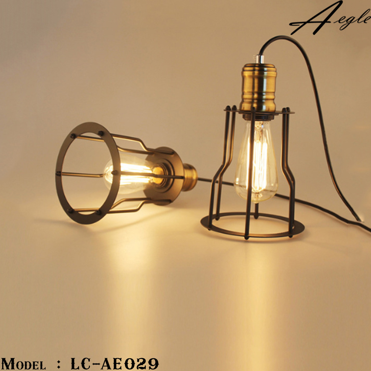 โคมไฟห้อยเพดานเหล็กโบราณ 1หัว Amazon Retro Loft